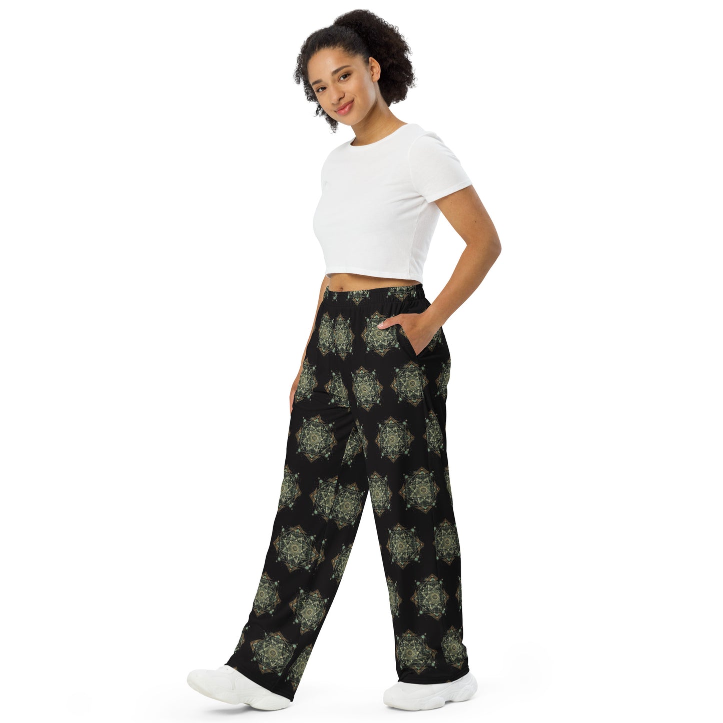 Sacred Flower Geometry All-over print unisex wide-leg pants