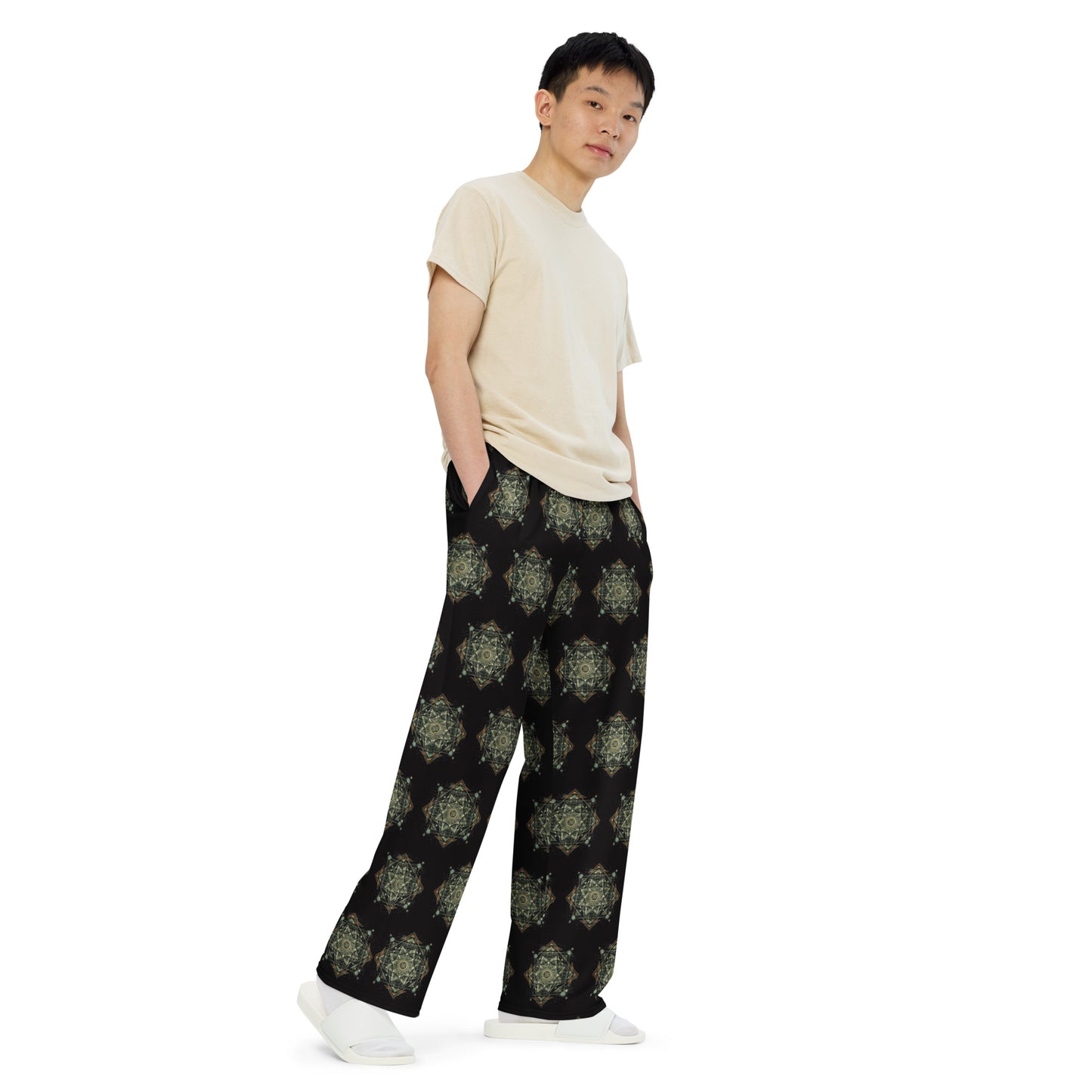 Sacred Flower Geometry All-over print unisex wide-leg pants